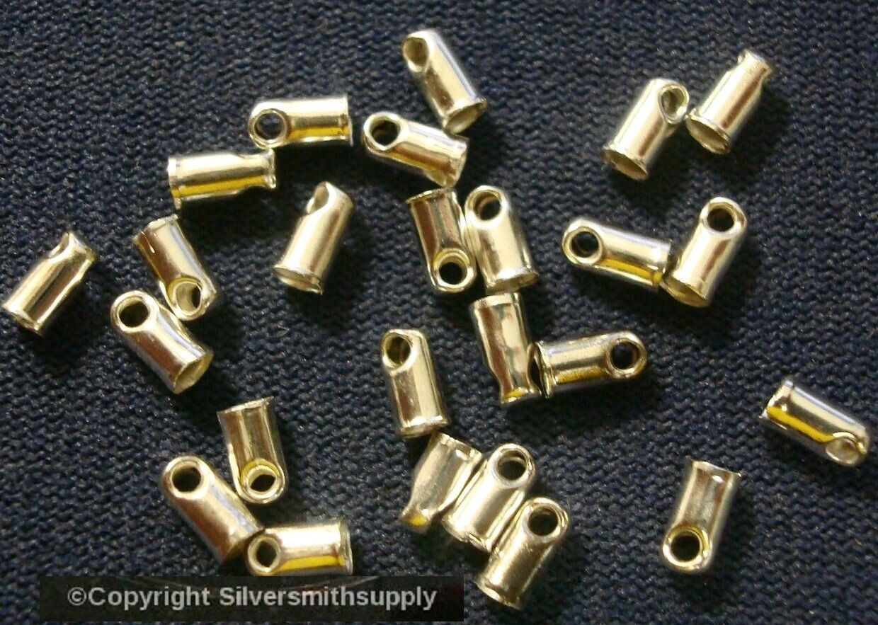 Leather cones thong ends 1.5mm leather necklace ends 24 pcs silver plated fps093