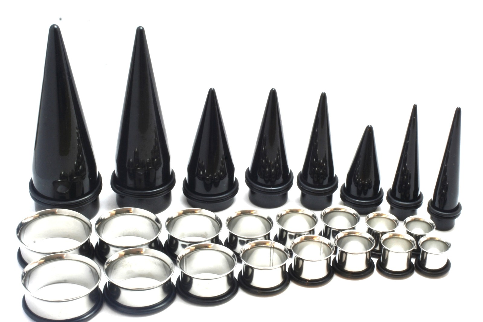 00g-1″ EAR STRETCHING KIT PLUGS + TAPERS 1/2 9/16 5/8 10mm 25mm gauging gauges