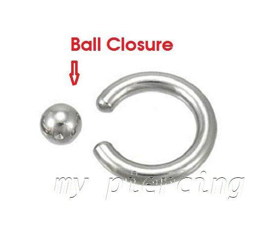 PAIR 16G 14G 12G 10G 8G Surgical Steel Captive Bead Ring Cartilage Labret Septum