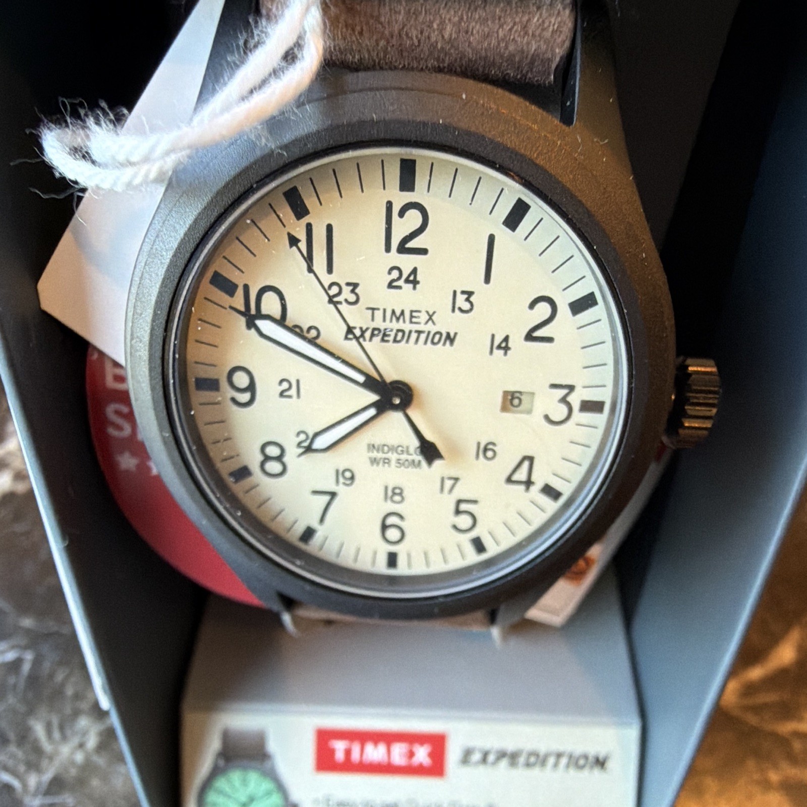 Timex Expedition Men’s 40mm Quartz Watch White Dial Brown Leather Indiglo Date