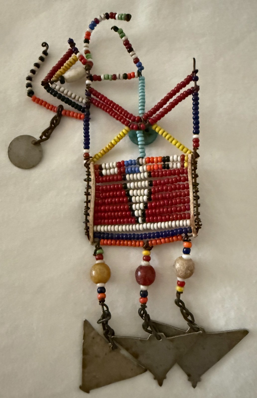 African Very Old Tribal Masai Beaded Earrings, Kenya