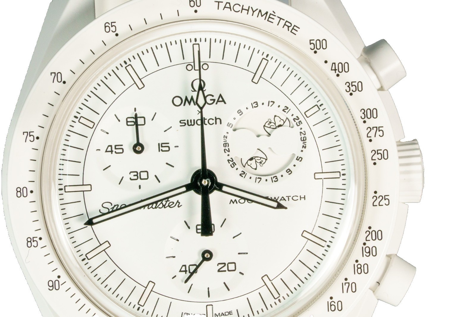 New OMEGA x Swatch White MoonSwatch Mission to the Moonphase Full Moon Snoopy