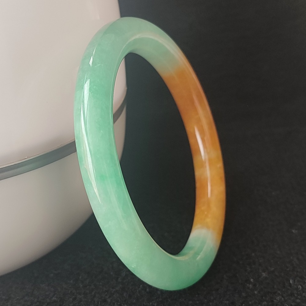 Certified Grade A Red Green 60-61mm Natural Burma Jade jadeite Bangle Bracelet