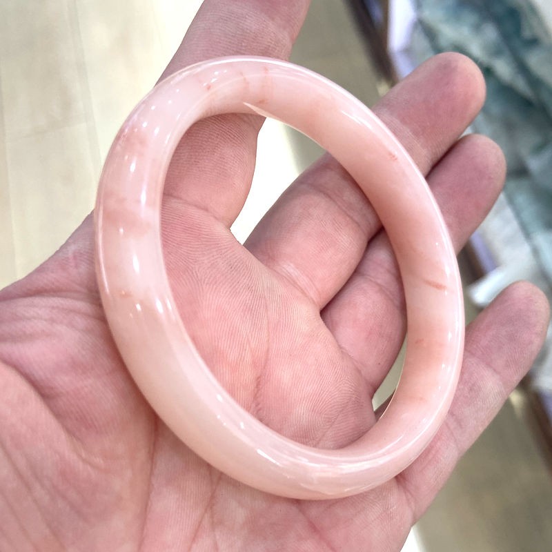 Certified Natural Grade A Pink Peach Blossom jade jadeite Bangle Bracelet