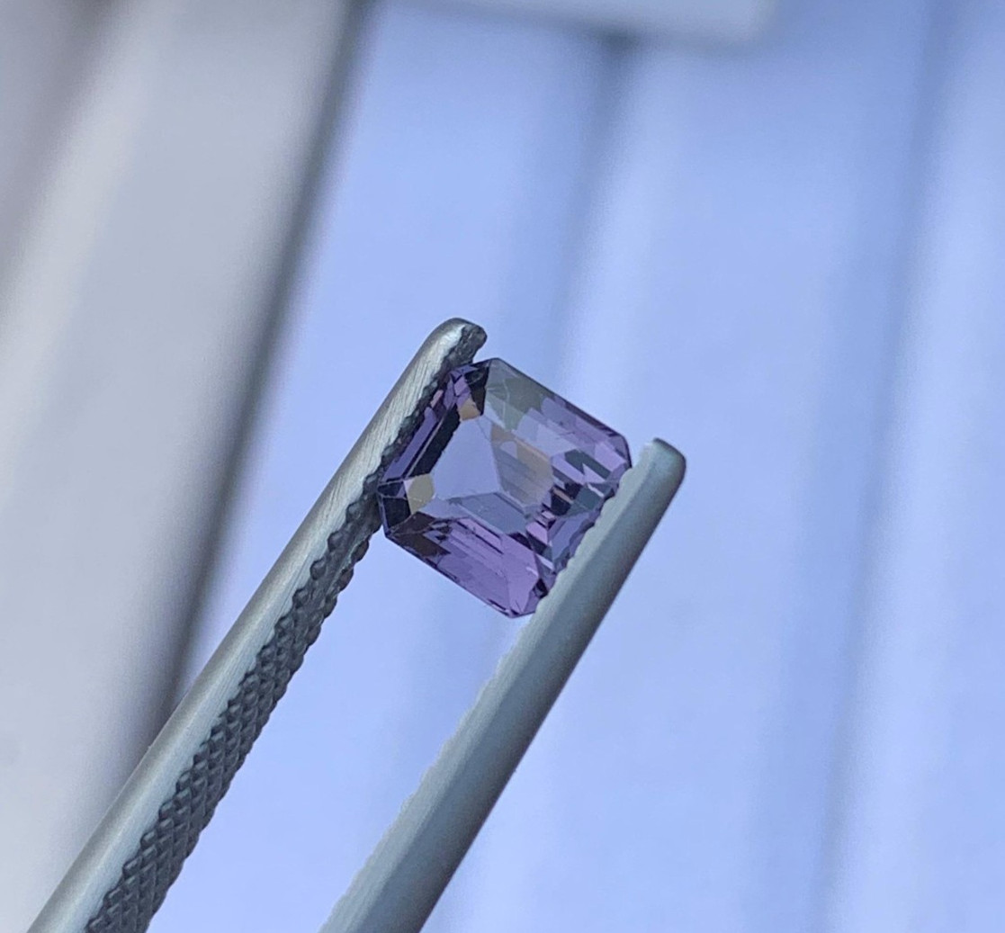 Asscher Cut Lavender Spinel 1.06ct – Natural Burma Loose Gemstone 6mm Purple Gem