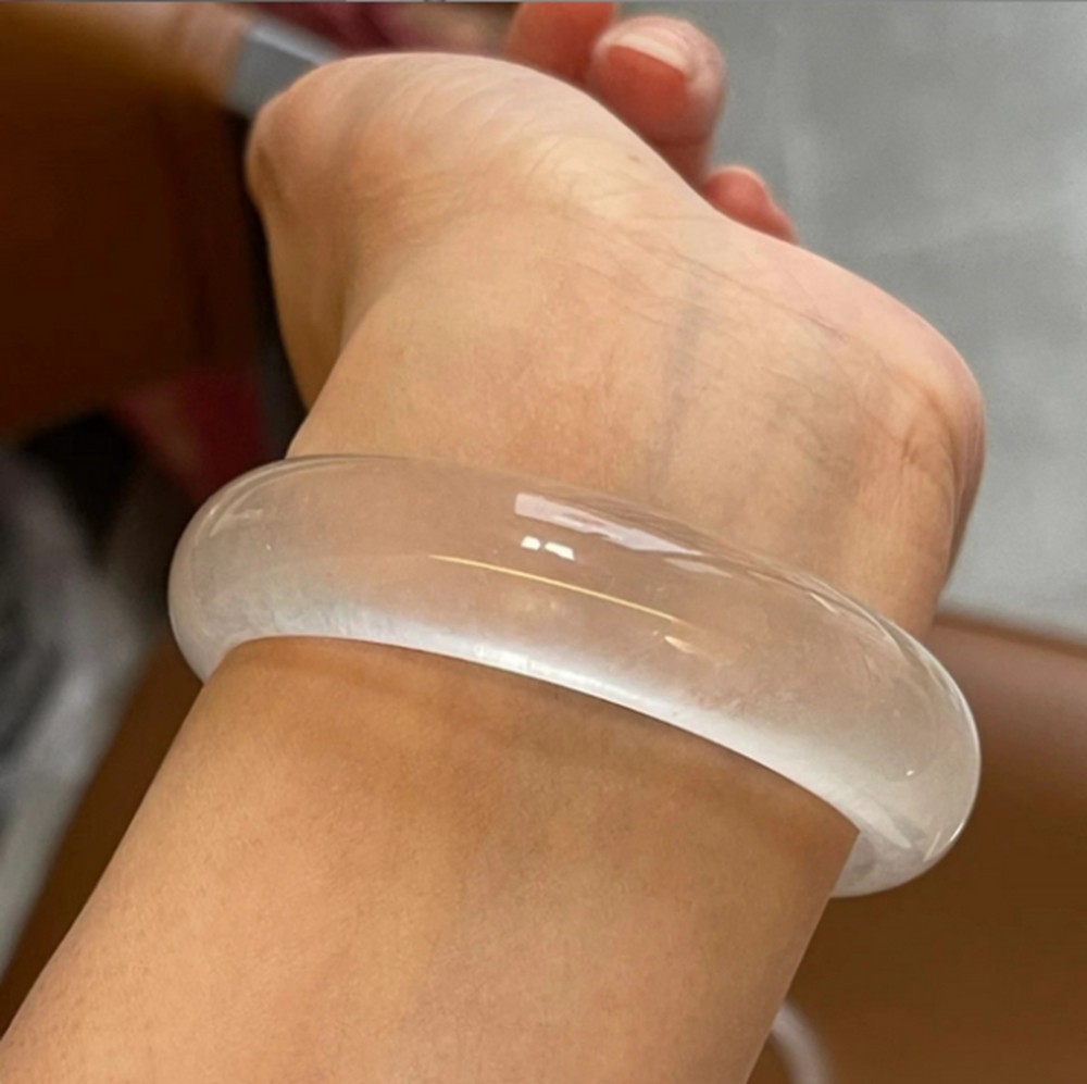 Certified 52-66mm High Ice White Natural Burma Jade jadeite Bangle Bracelet