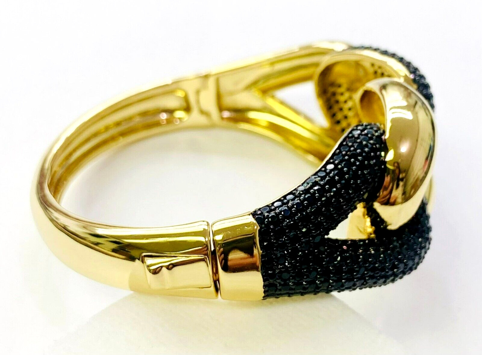 HSN Bellezza Jewelry Collection Bronze Black Spinel Interlock Bangle Bracelet