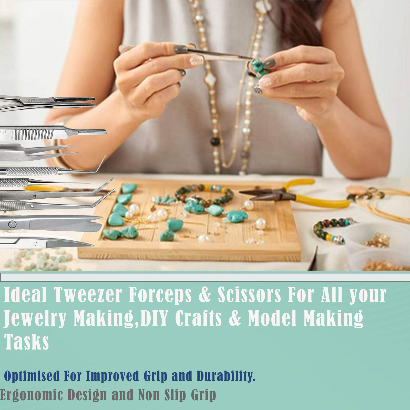 13x Best Jewelry Making Repair Tools Kit Beading DIY Craft Supplies Starter Pack