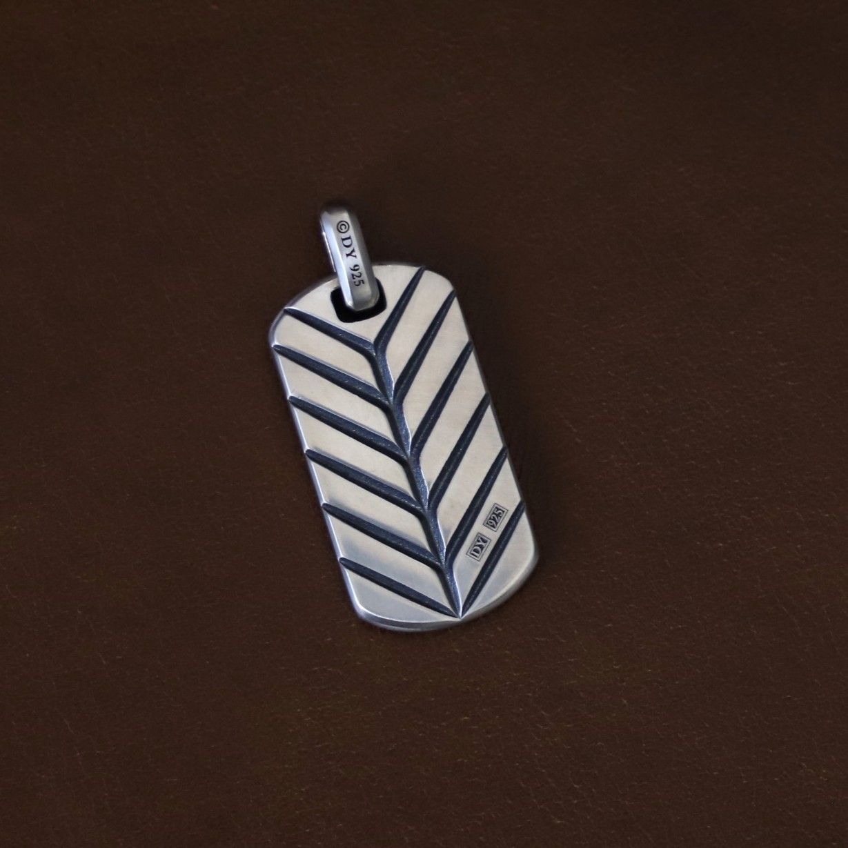 Men’s David Yurman Streamline 35mm Sterling Silver Dog Tag with Rubies