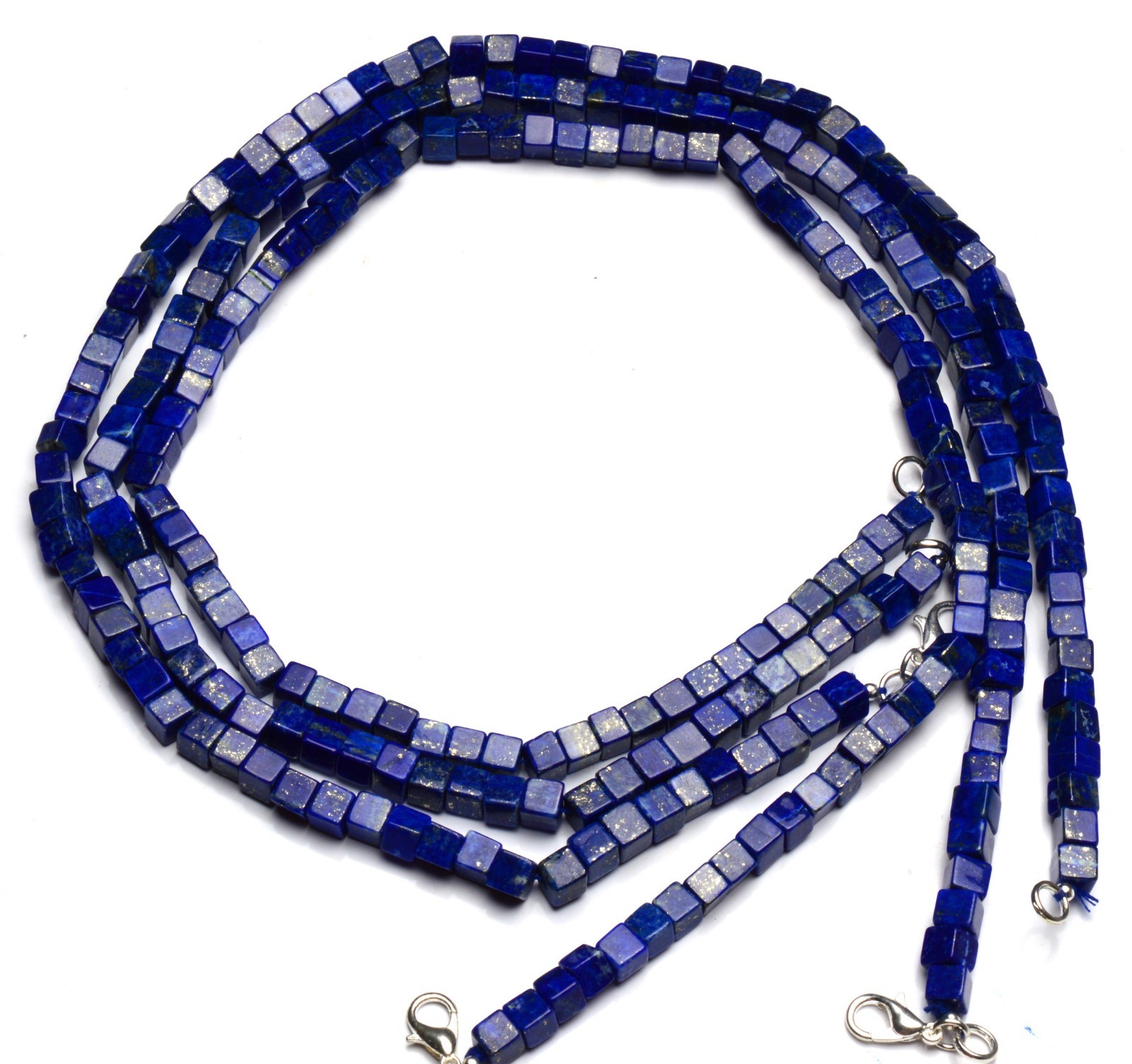 Natural Gem Afghanistan Lapis Lazuli 5MM Approx Size Cube Beads Necklace 17″