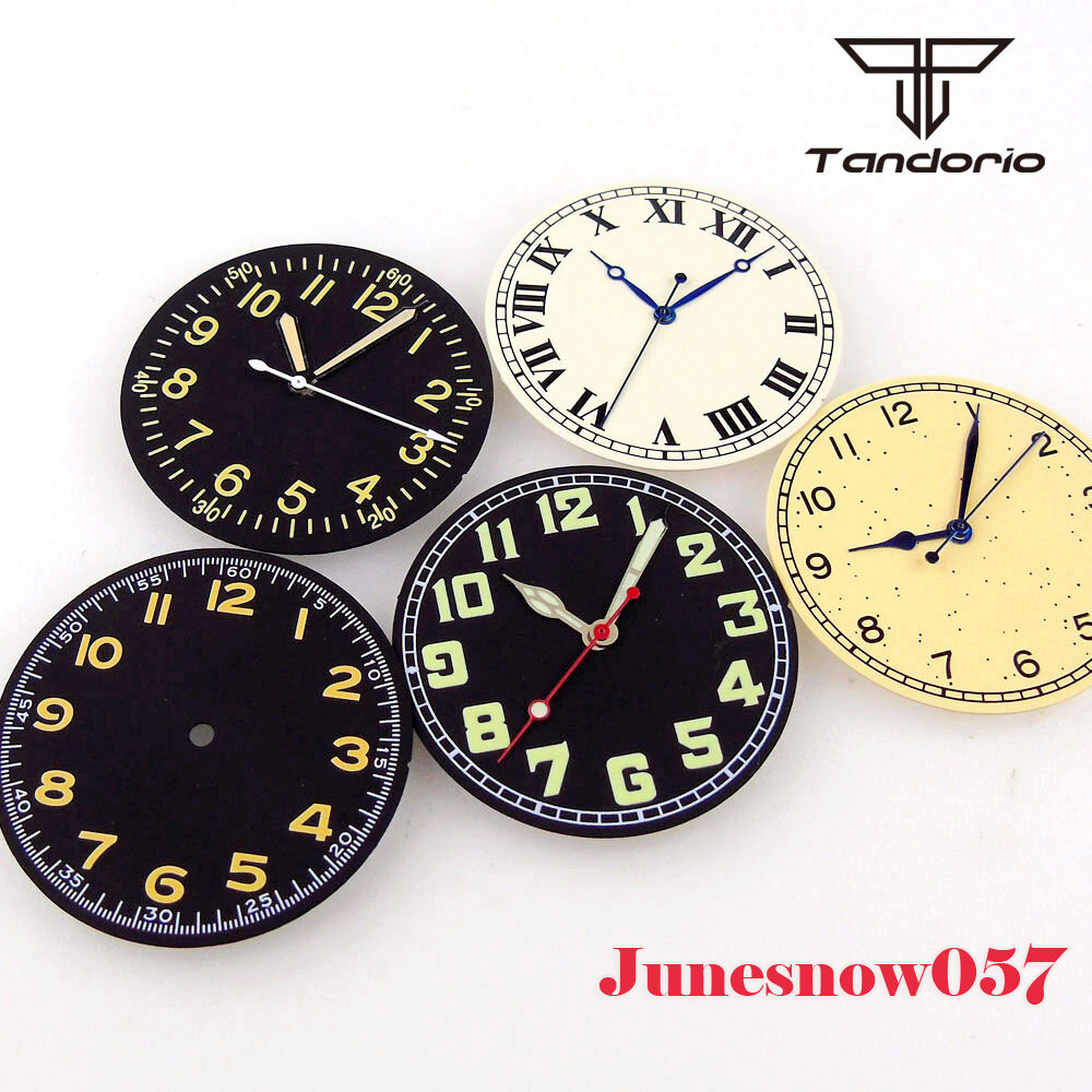 Tandorio 33.5MM Black/Yellow/White Watch Dial Fit NH35 NH36 SKX ETA2824 Movement