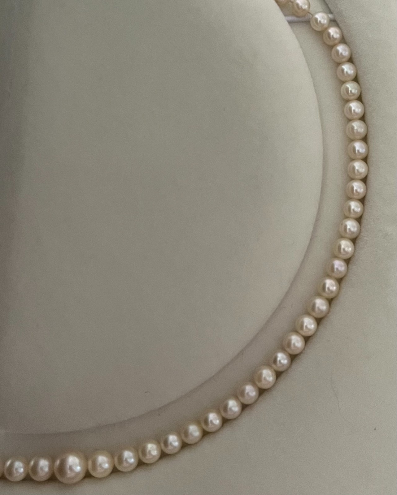 Art Deco Graduated Akoya Pearl Necklace 3.6-7.2mm 45.5cm Silver Marcasite Clasp