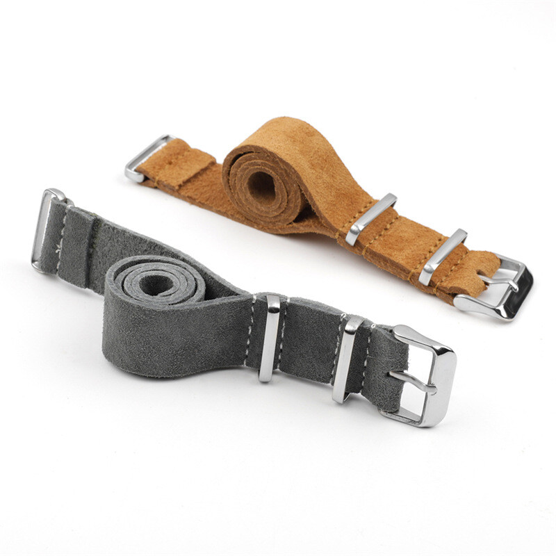 High Quality Suede Genuine Leather Watch Strap Band One Piece 18/20/22/24mm Mens