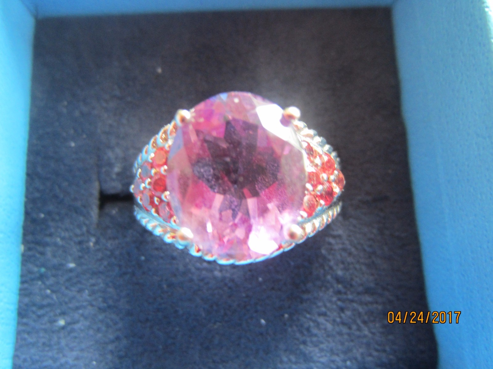 3.75 CTW AMETHYST & RED SAPPHIRE RING ~ SET IN 925 STERLING SILVER ~ SIZE 7
