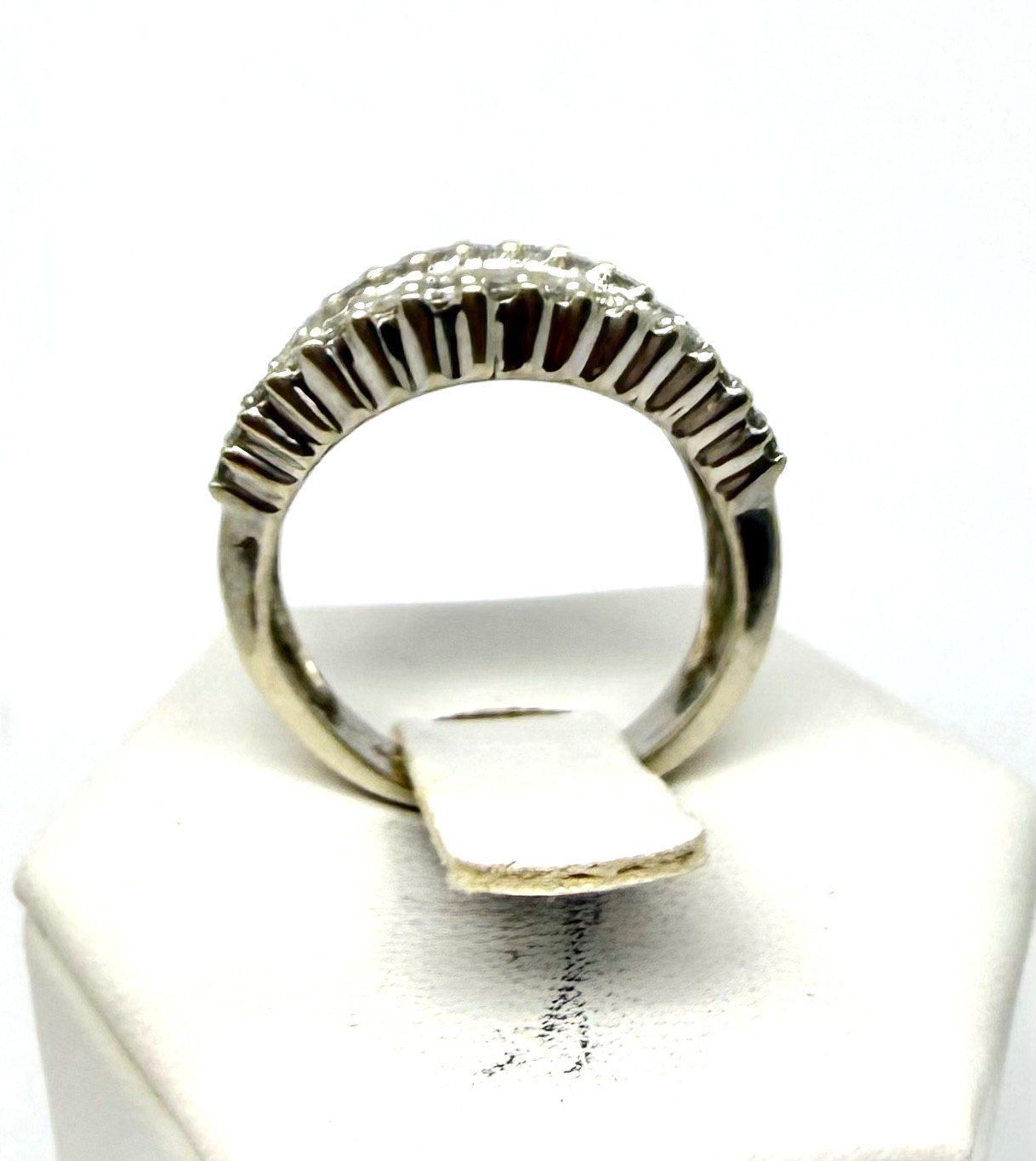 1.00 tcw Natural Diamond Wide Layered Wave Ring 14k White Gold w/Card Appraisal