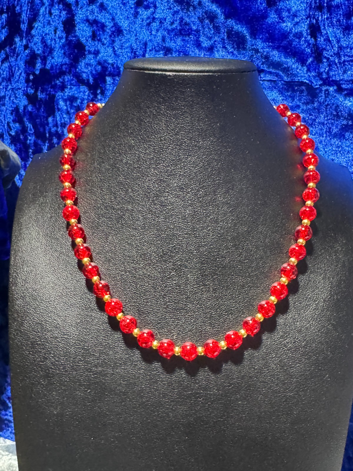 Tennis Necklace, Bracelet, Purple or Red 8mm Round Crystal Glass Beads 16.5″ +