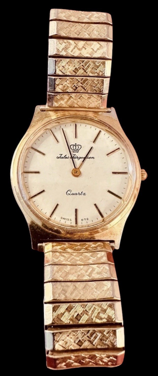 Jules Jurgensen Vintage Quartz Men’s Watch Gold Tone NEW BATTERY