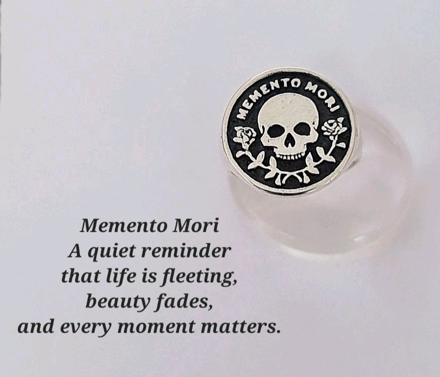 Memento Mori Sterling Silver Ring • Skull Signet Ring • Unisex Statement Ring