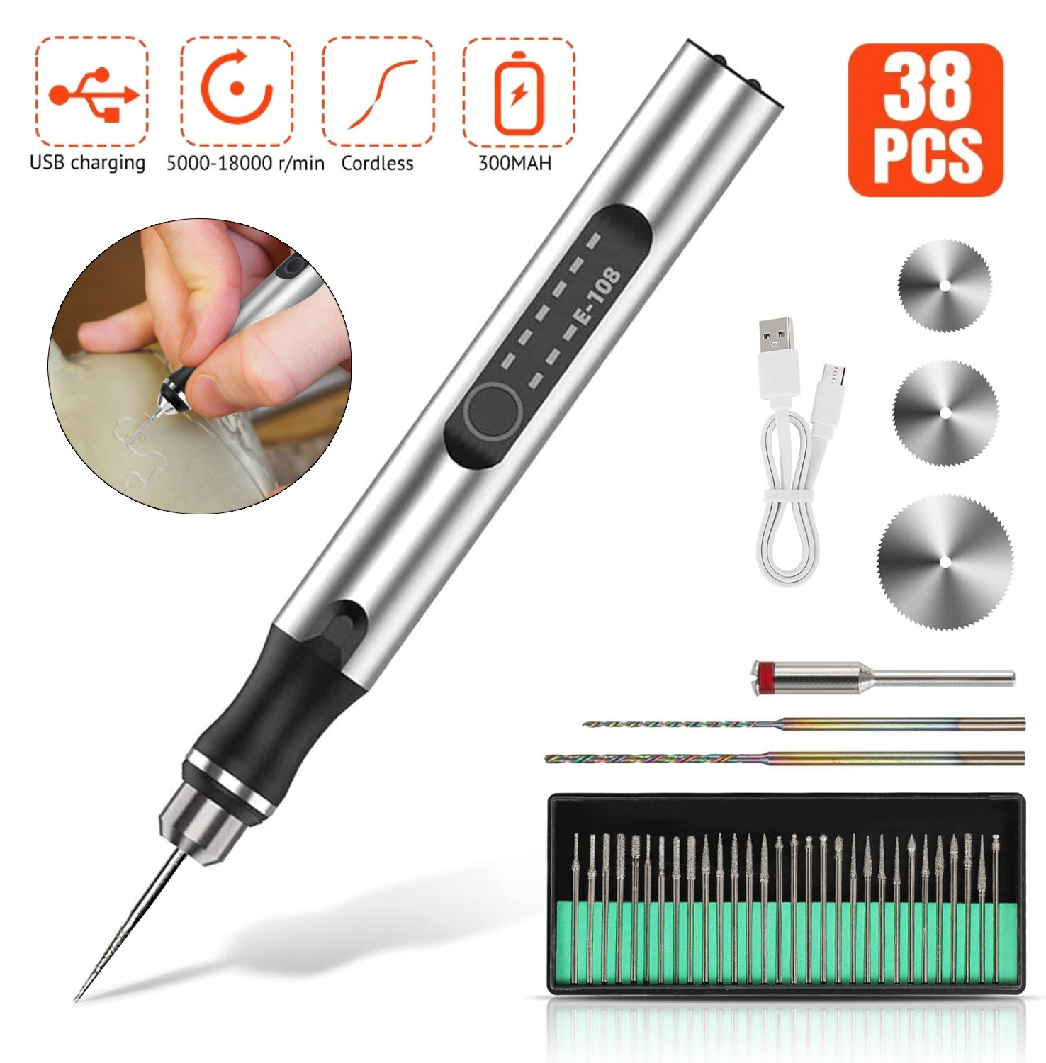 Cordless Electric Mini Drill Grinder Engraving Pen Variable Speed Rotary Tool US