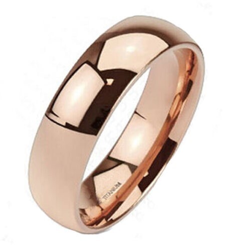 Solid Titanium Rose Gold Plated 4mm 6mm 8mm Polished Plain Band Ring Size 4.5-13