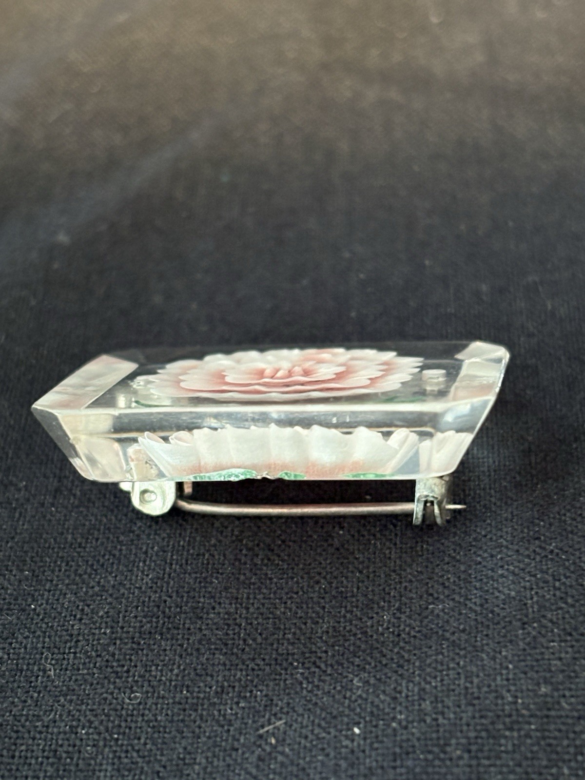 Reverse carved Lucite Flower Brooch