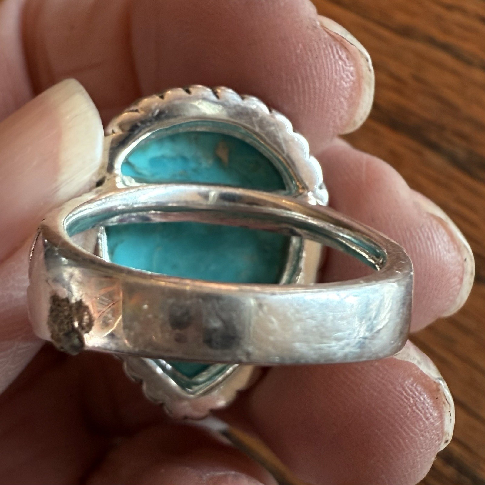 marked 925 sterling silver Barse shiny bright modern Turquoise ring Sz 9 75 New