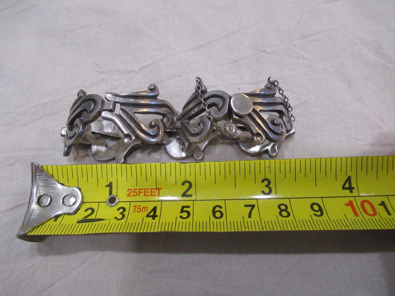 Vintage Mexico Sterling Silver Taxco Heavy Swirl Link Necklace & BRACELET 140g