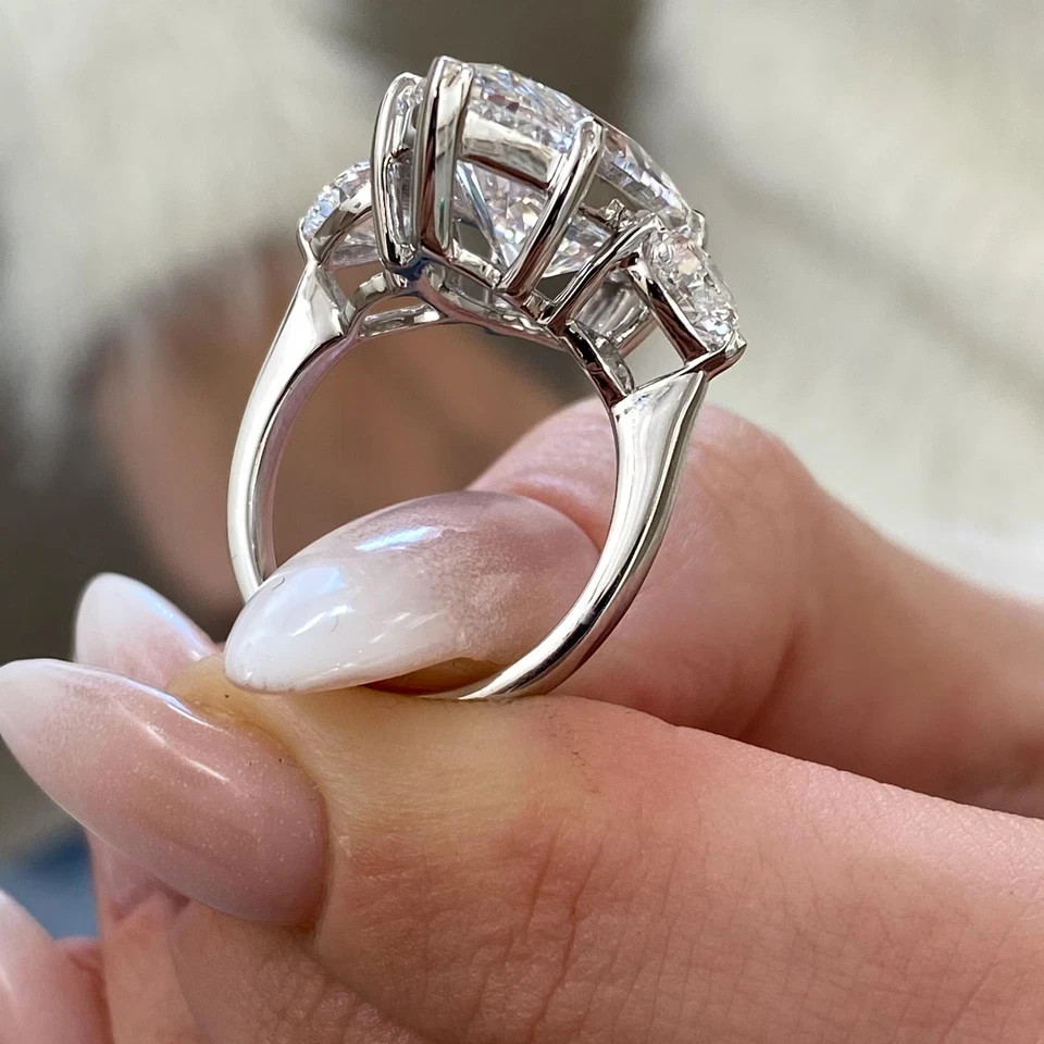 4.10 Ct Marquise Cut Moissanite Engagement Wedding Ring 925 Sterling Silver