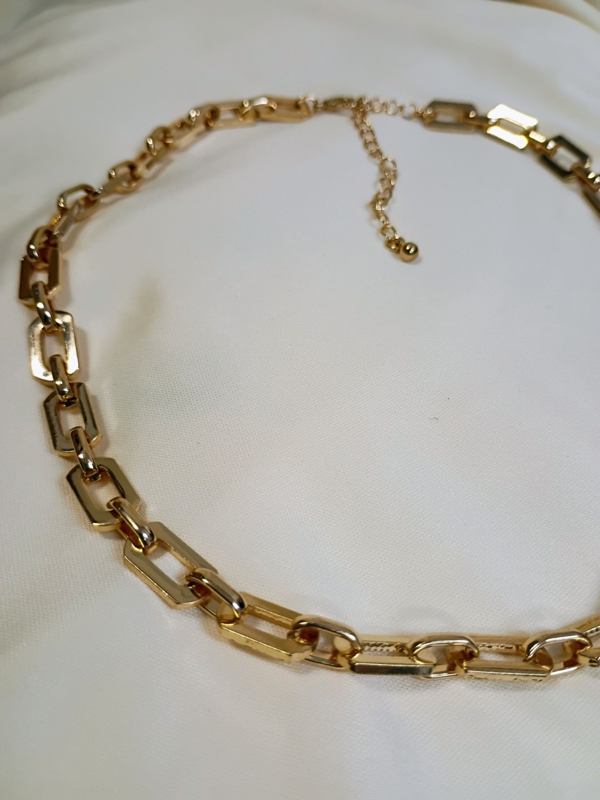 Gold Tone Metal Link Chain Necklace 18in Lobster Clasp Adjustable Extender