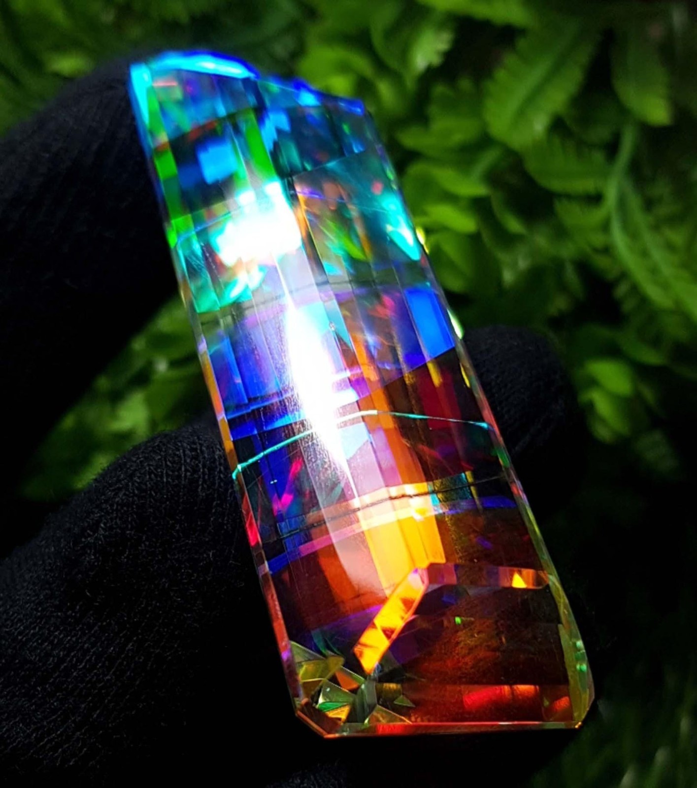 Certified 262 Ct Natural Emerald Cut Rainbow Color Mystic Quartz Loose Gemstone