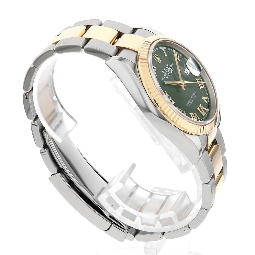 ROLEX Datejust 36 VI/IX Diamond 126233 Olive green 3 row oyster bracelet Ran…