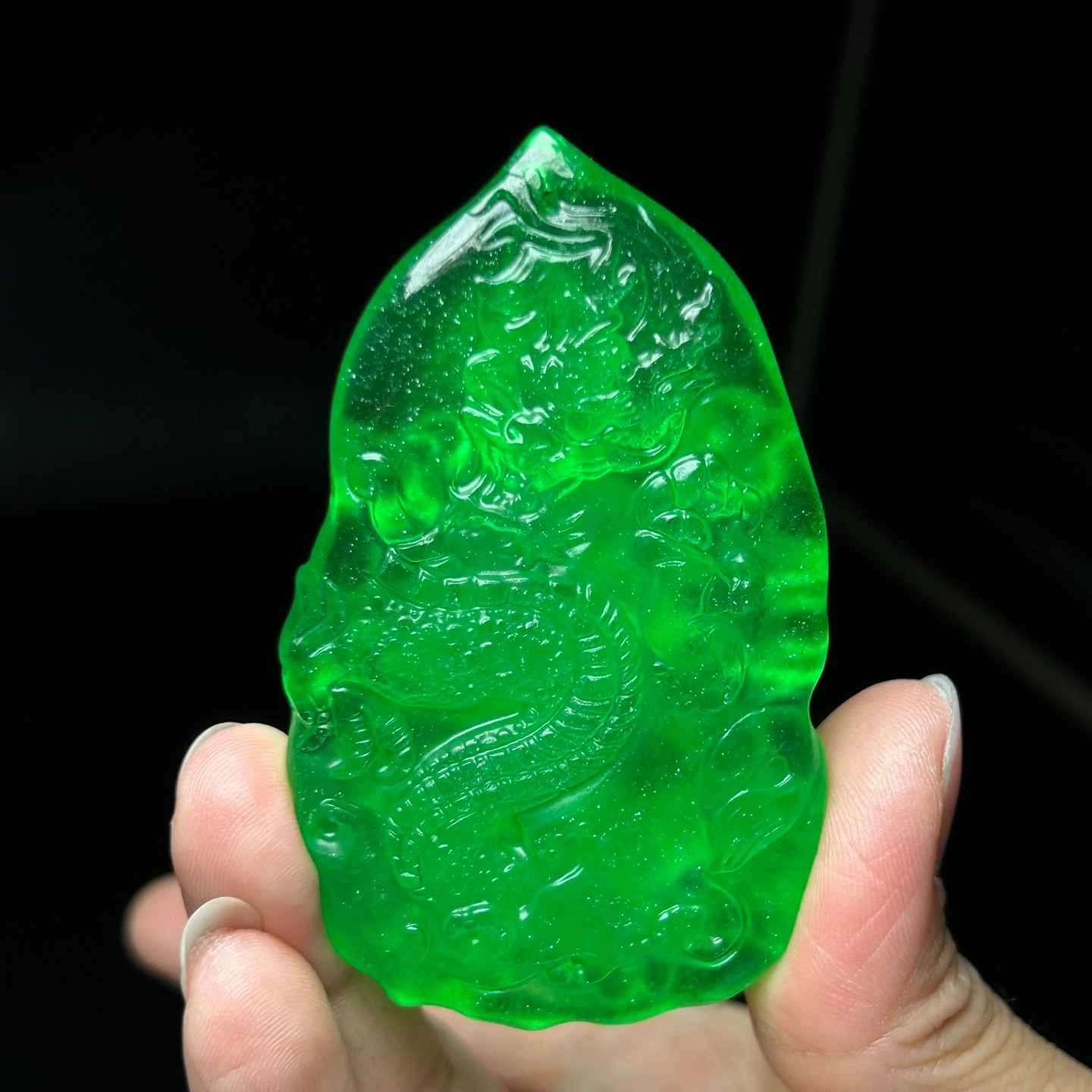 Natural ice Burmese Jade Jadeite Carved dragon kwan-yin lucky Pendant&Necklaces