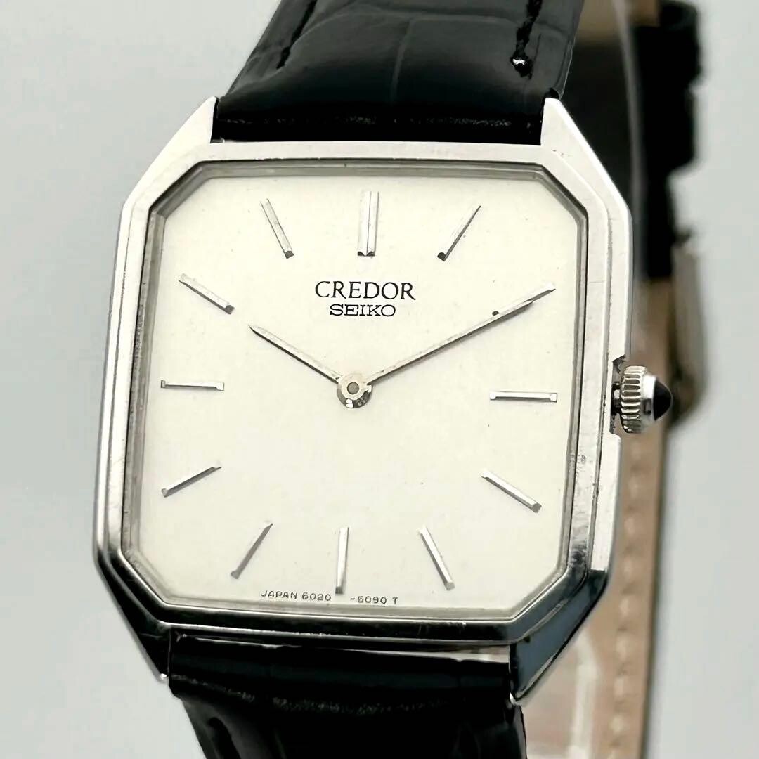 SEIKO Credor 6020-5090 Vintage Quartz Dress Watch Square White Dial 1989 Japan