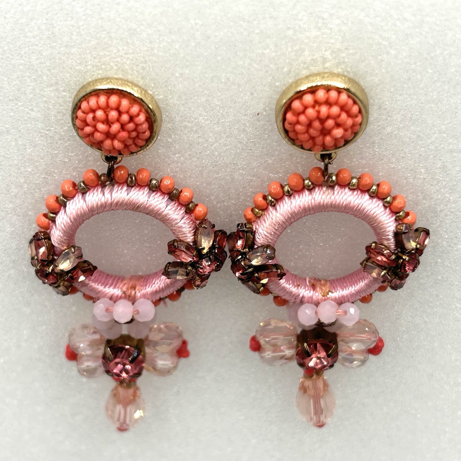 LILLY PULITZER Pink Coral Spritz Paradise Petals Statement Earrings No Tassels