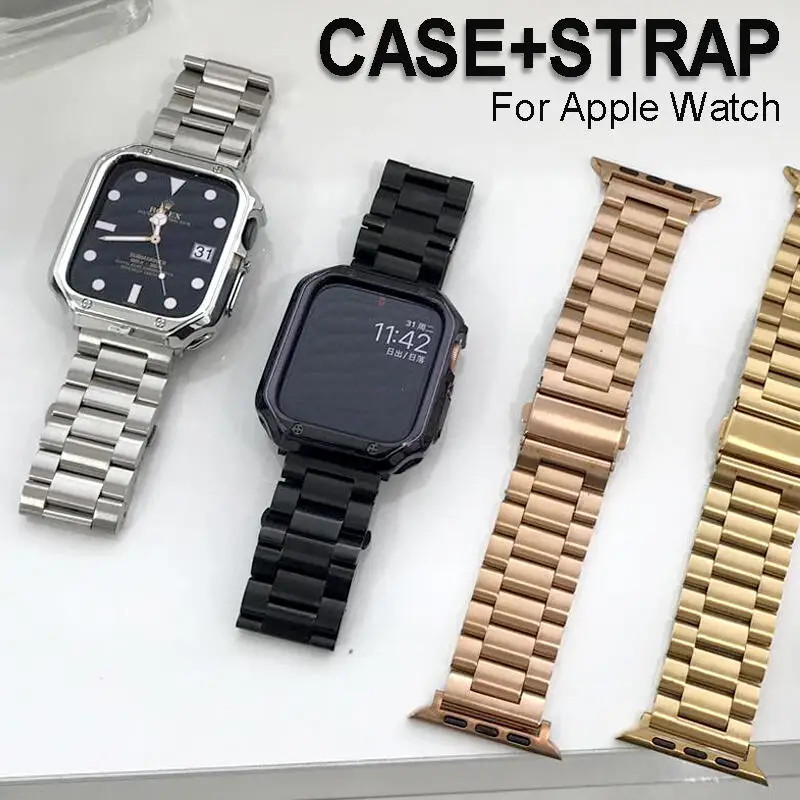 Stainless Steel Strap + Case for Apple Watch Seriess 11 10 9 8 7 6 5 4 3 SE Band