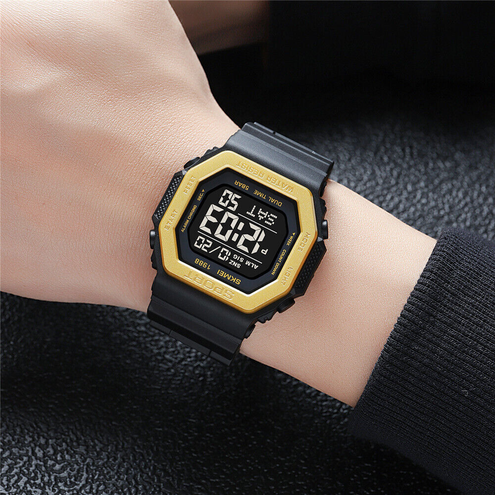 SKMEI Men Watch Rectangle Sport Watches Students Boy LED Date Digital Wristwatch