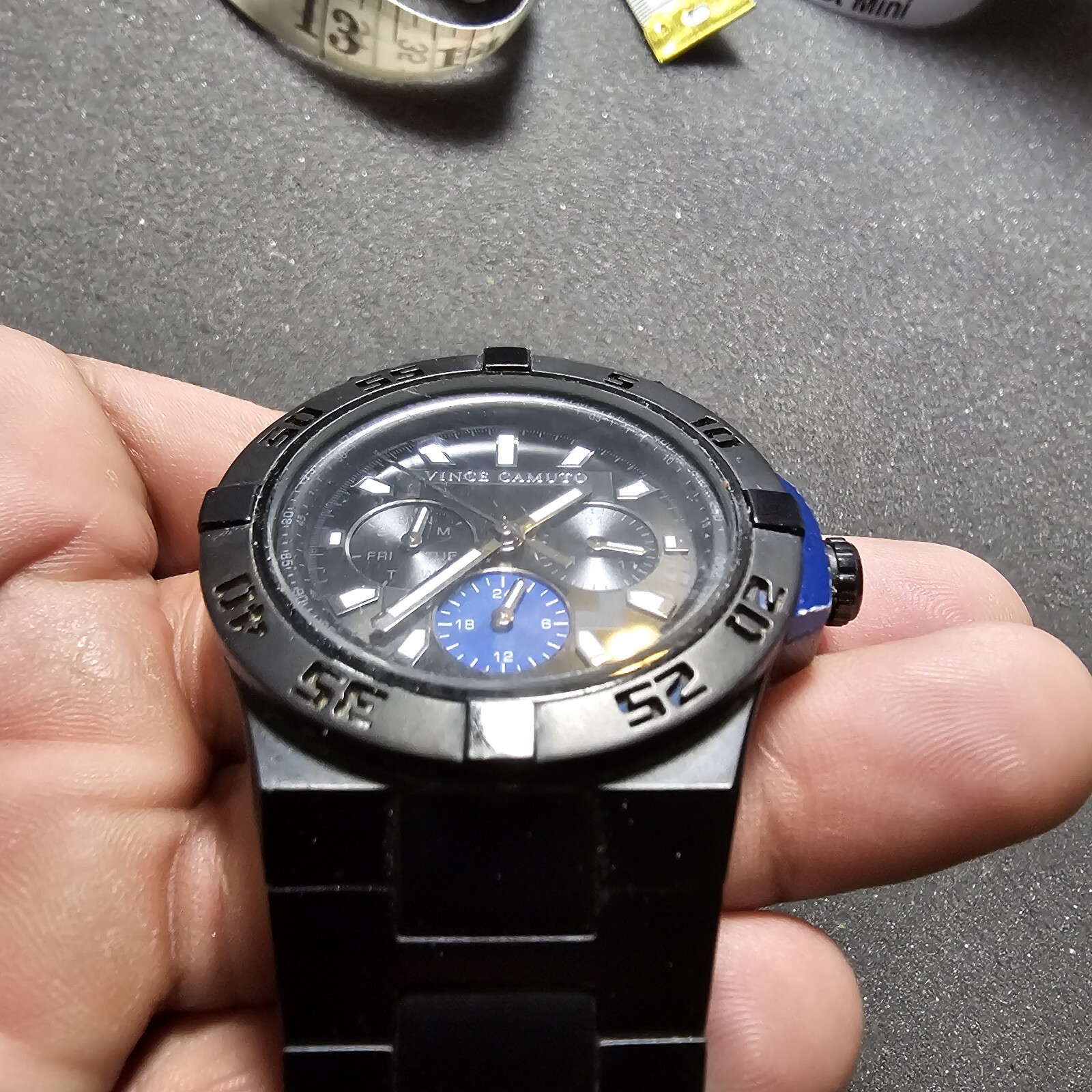 Vince Camuto Quartz Watch VC/1009BLBK The Master Blue Aluminum Black Ion-Plated