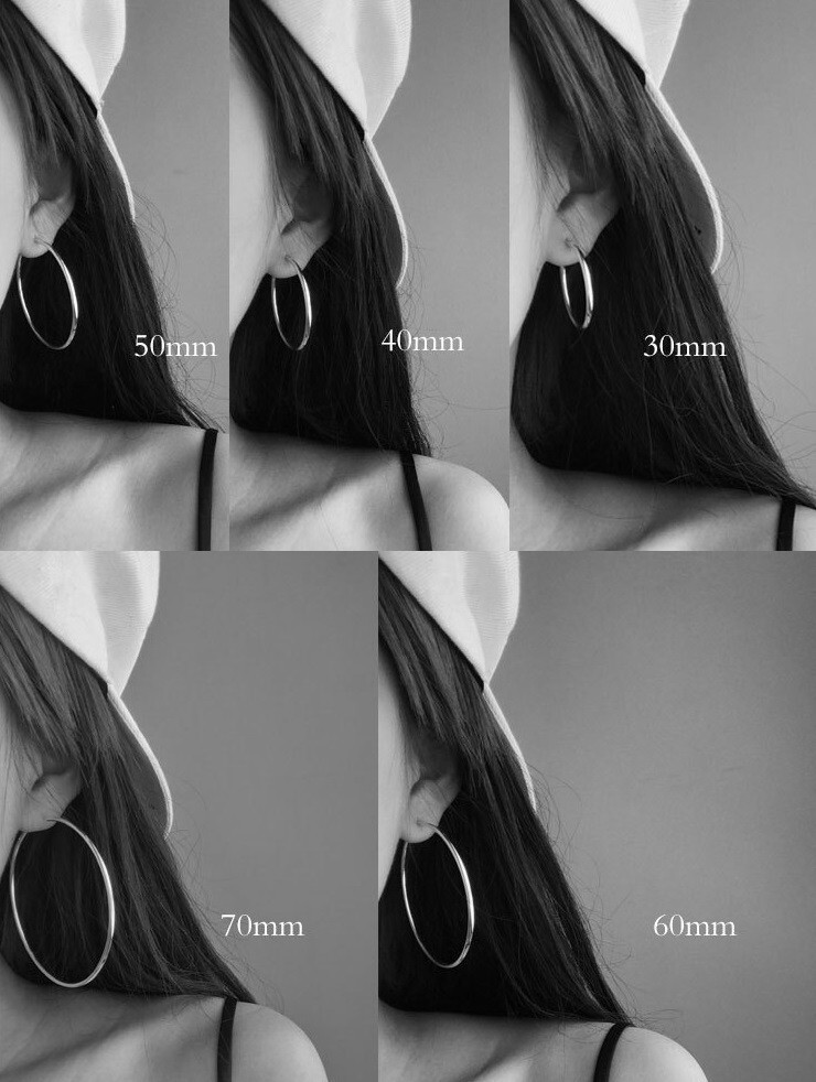 2Pcs Women 925 Sterling Silver Plated Round Hoop Endless Vogue Earrings 8mm-60mm