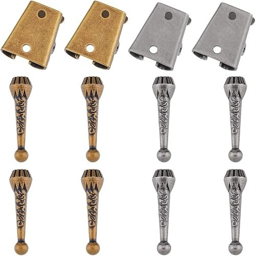 Iron Bolo Tie Parts Kit Including 4Pcs 2 Colors Bolo Tie Tips Replacement End…