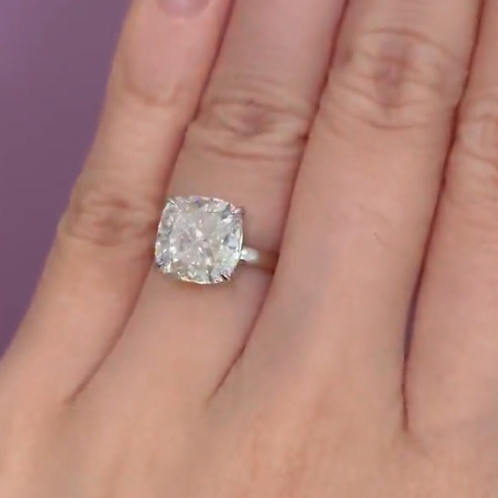 4.76 Ct Cushion Cut Moissanite Solitaire Engagement Ring 14K White Gold Plated