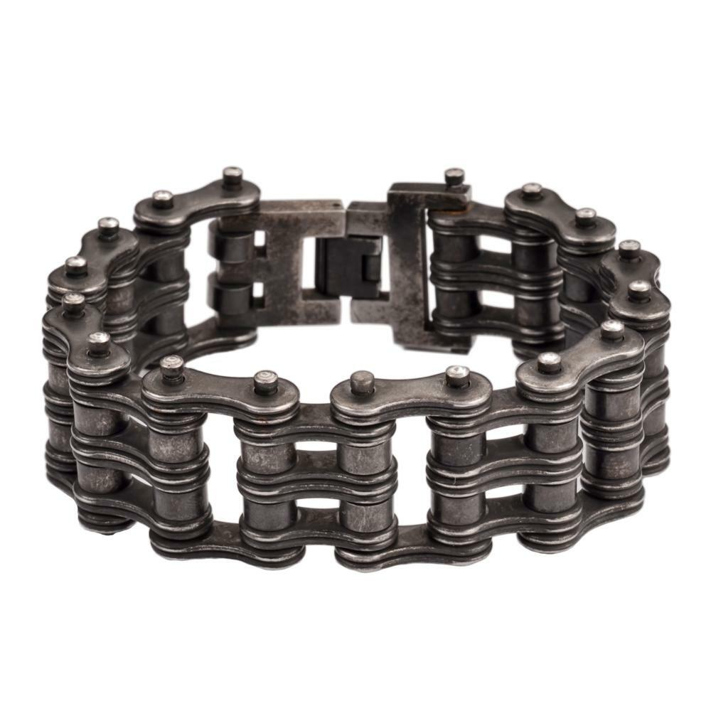 Primary Motorcycle Bike Chain Bracelet 1″ Wide Gunmetal Stainless 92