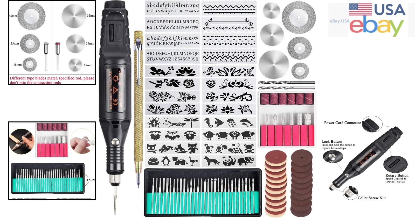 Multi-Use Engraving Tool with 24 Stencils for Personalization and Decoration