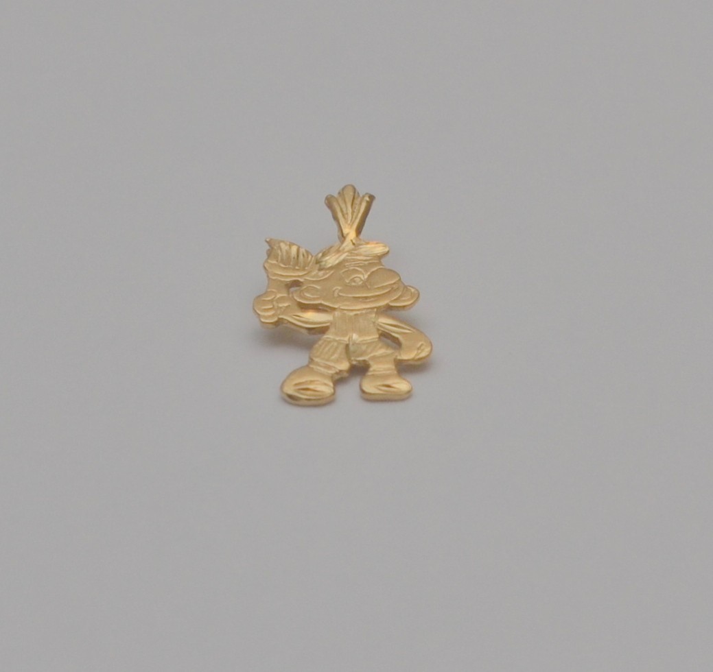 14K Yellow Gold Smurf Character Pendant 22.2mm x 10.9mm 1.1g Cartoon Charm P6