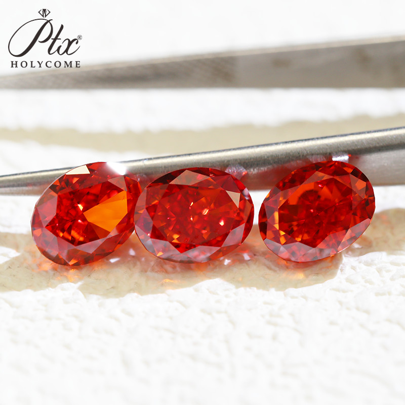 Red Oval Crushed Ice Cut Multiple Color Options 5ACubic Zirconia 5pcs Wholesale