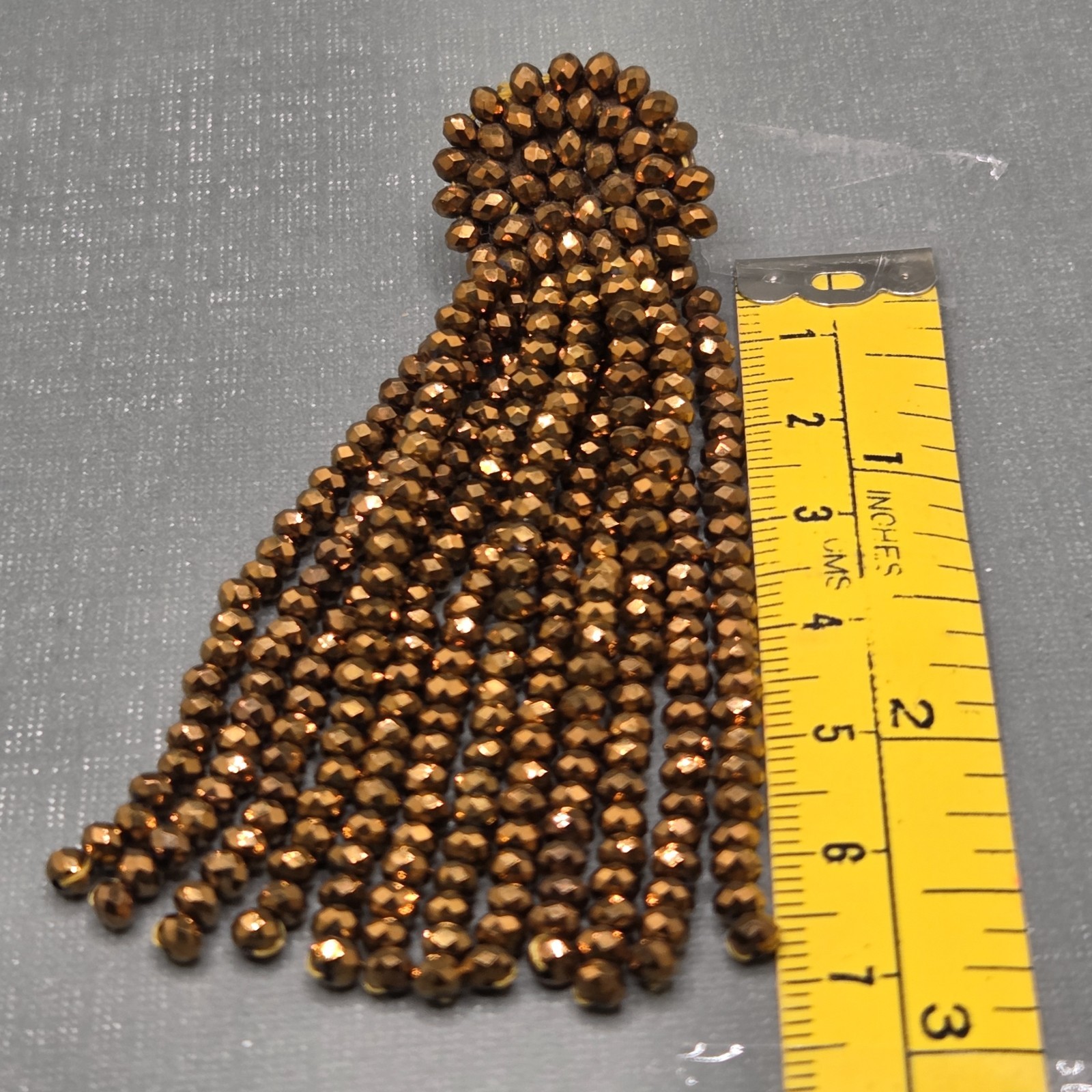 Signed BaubleBar bronz Metallic Beaded Tassel Post Earrings 3.5 Inches Long