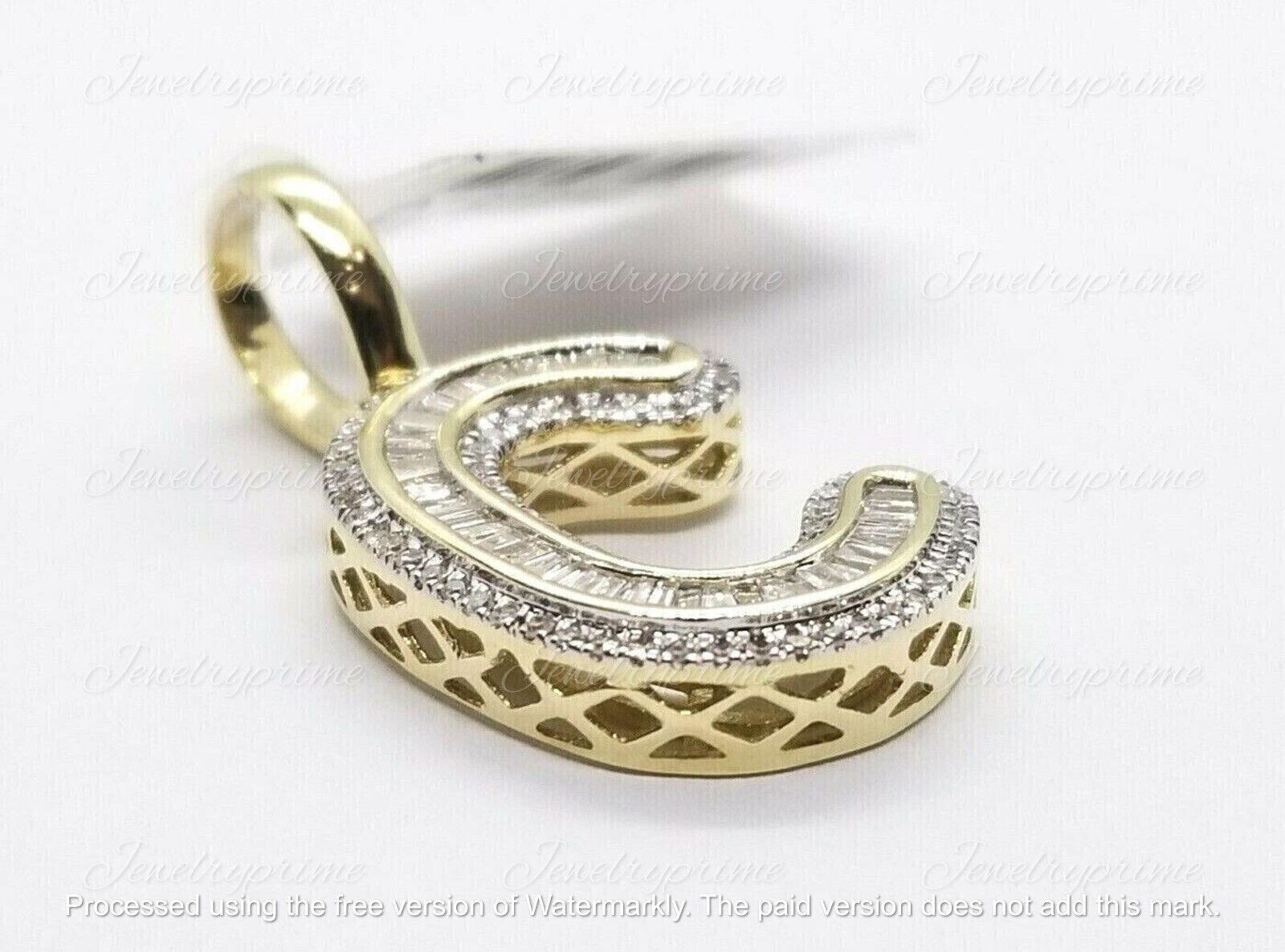3Ct Lab Created Diamond Initial Alphabet Letter C Pendant 14K Yellow Gold Plated