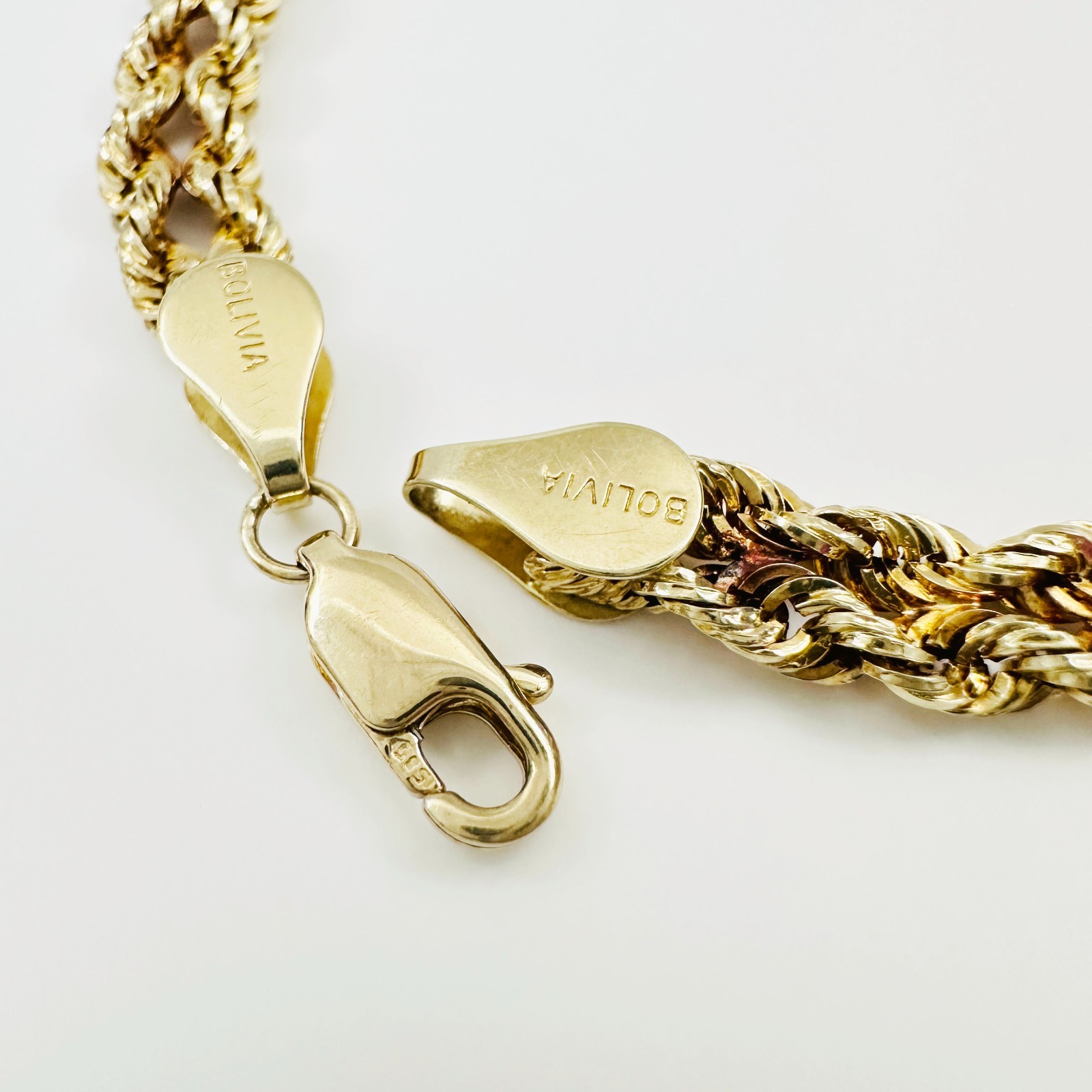 Solid 14K Yellow Gold Unique Braided Link Chain Bracelet 5.7mm, 7 3/8″, 3.4g