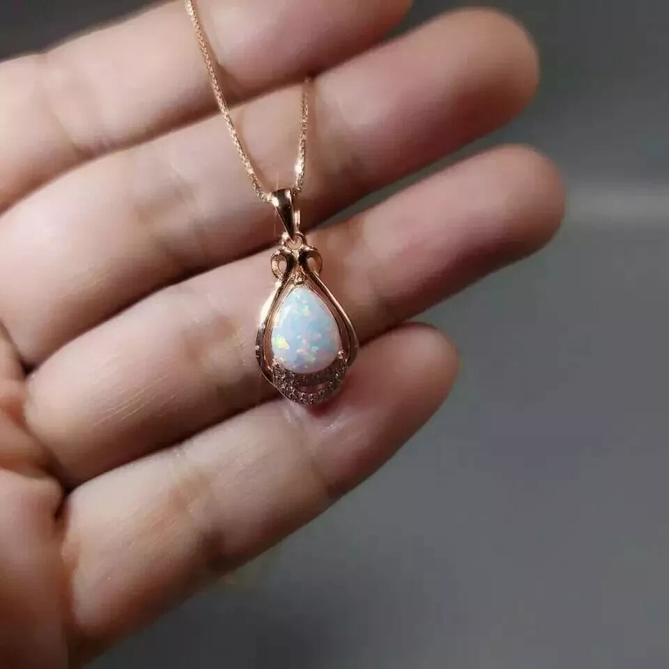 1.50Ct Pear Cut Fire Opal Teardrop Halo Pendant 14K Yellow Gold Over Free Chain