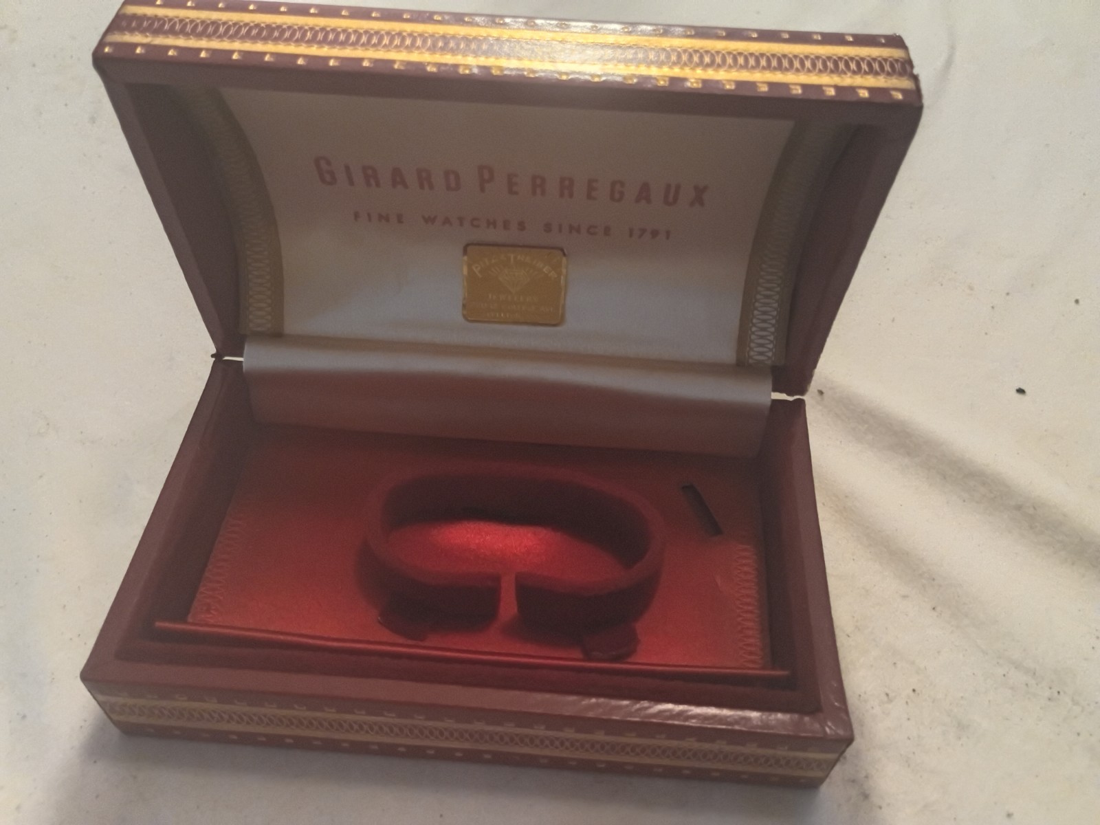 Vtg 1950 1960s Girard-Perregaux Red w/ Gold Presentation Watch Box