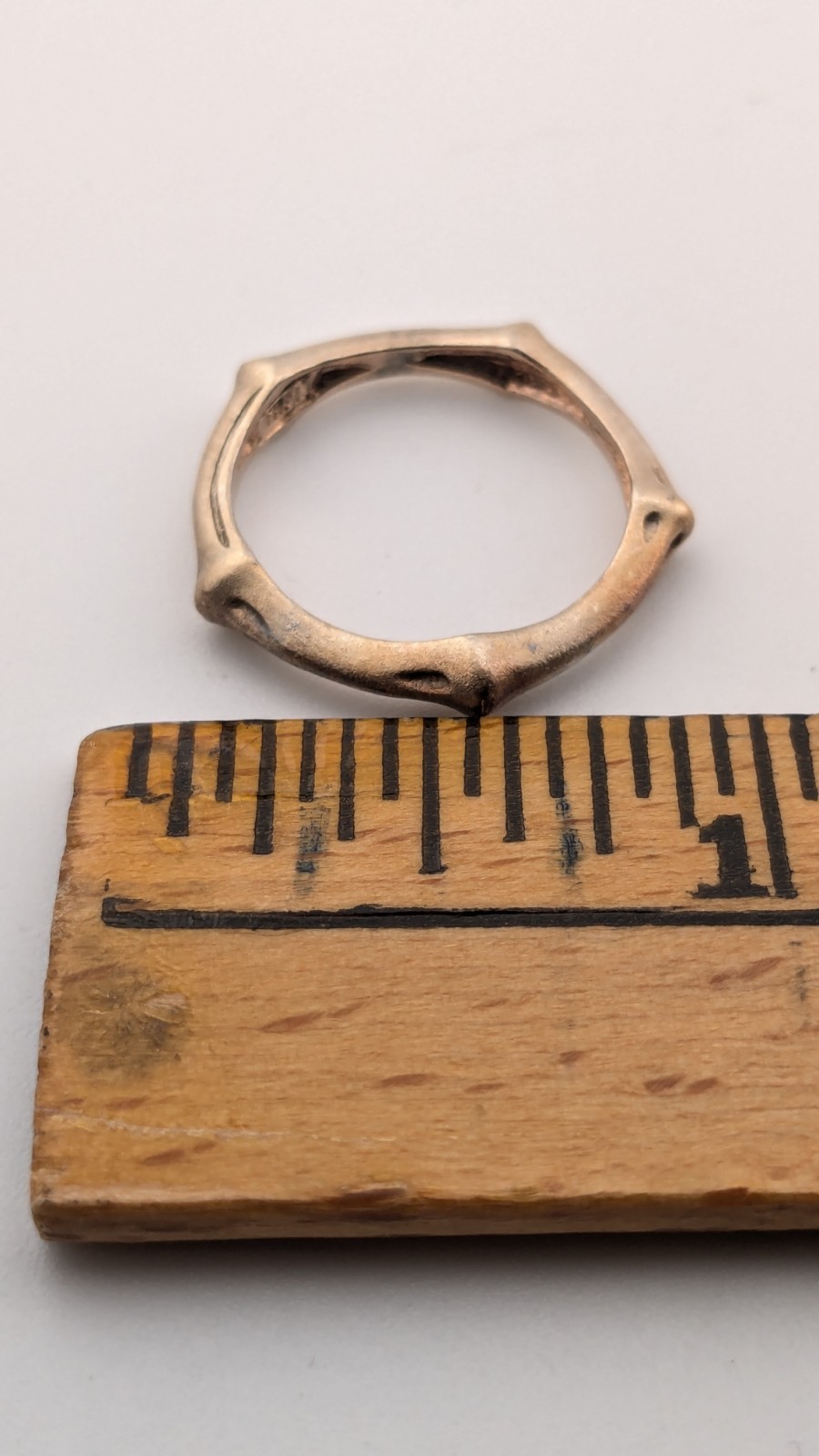Vintage Pentagon Ring Sterling Silver NF 925 Gold Tone Bamboo Geometric Sz 5.75
